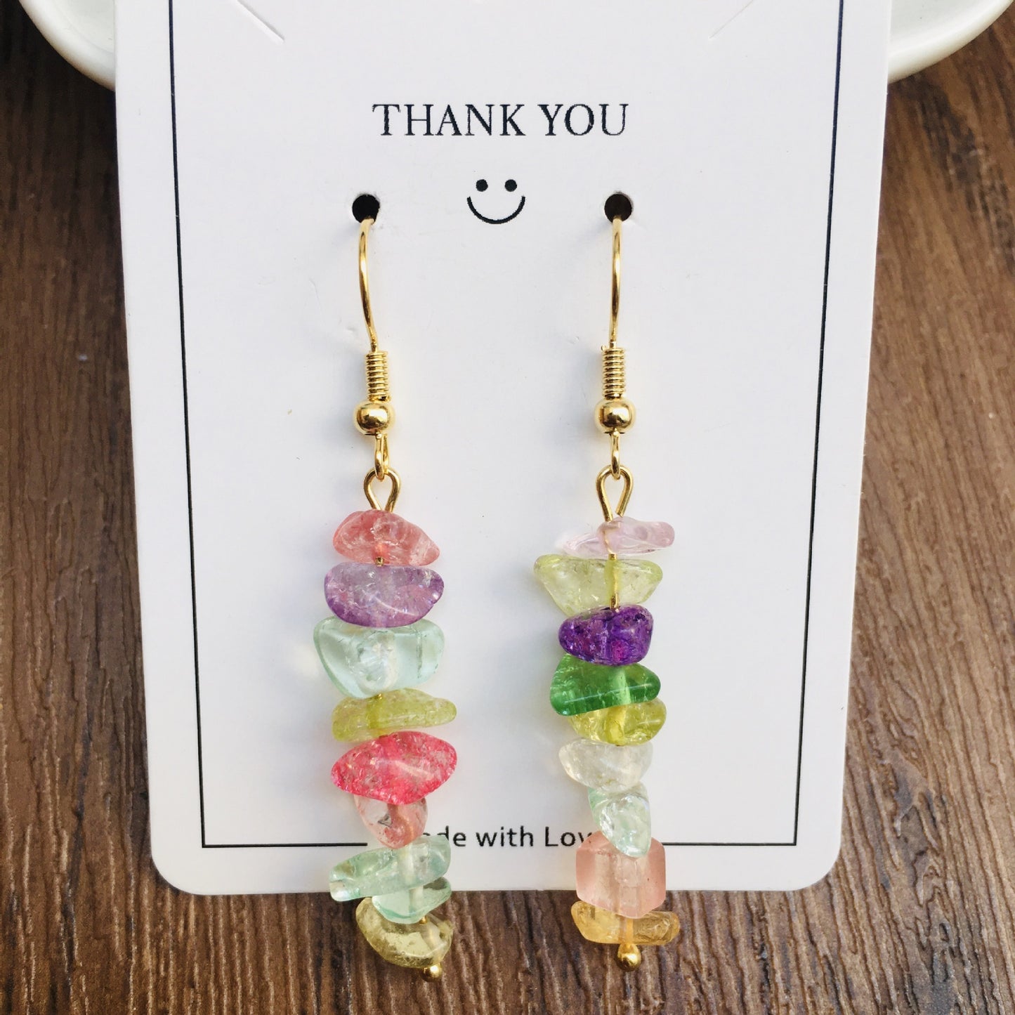 Handmade DIY Natural Crystal Stone Beaded Earrings