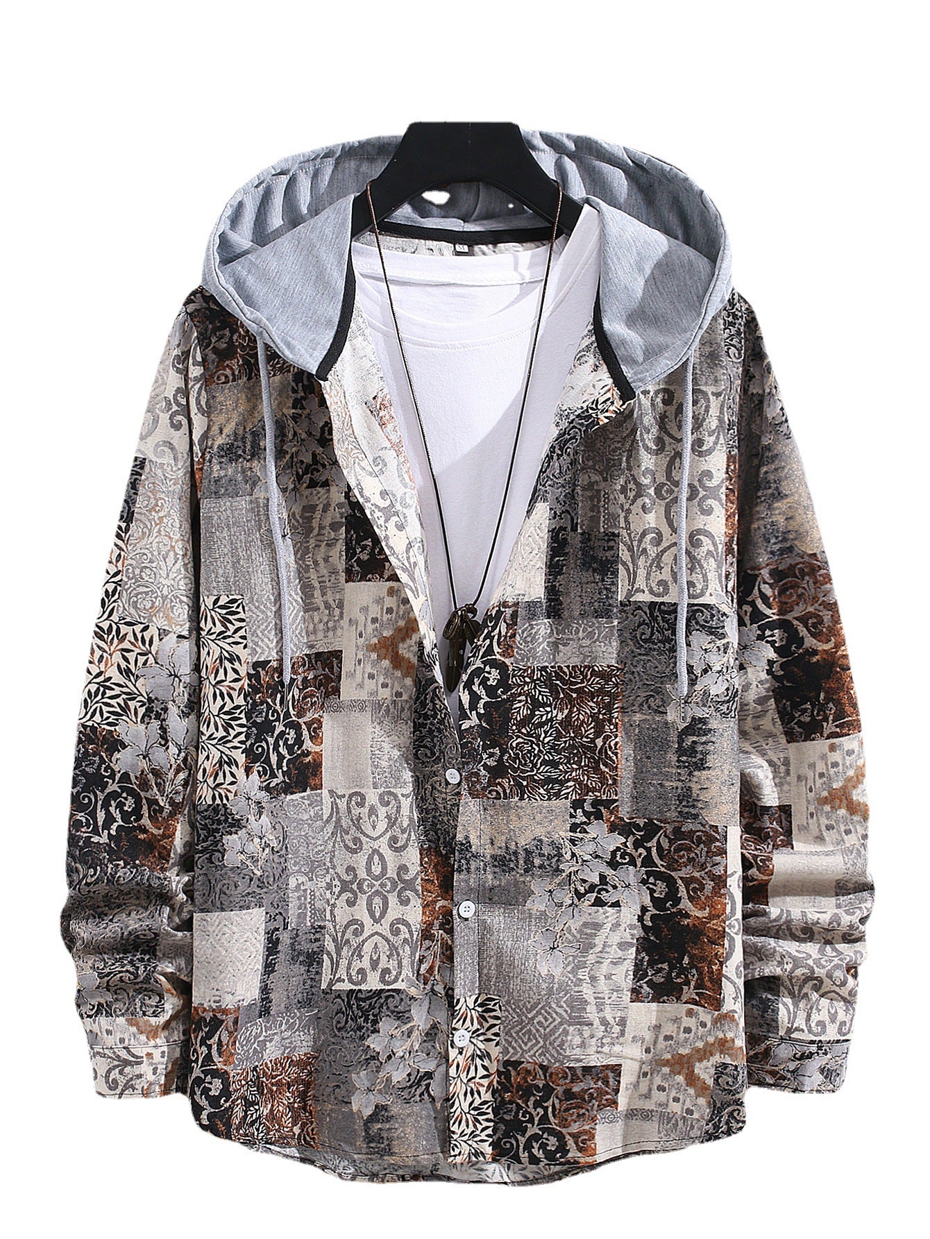 Youth Casual Retro Color Matching Shirt