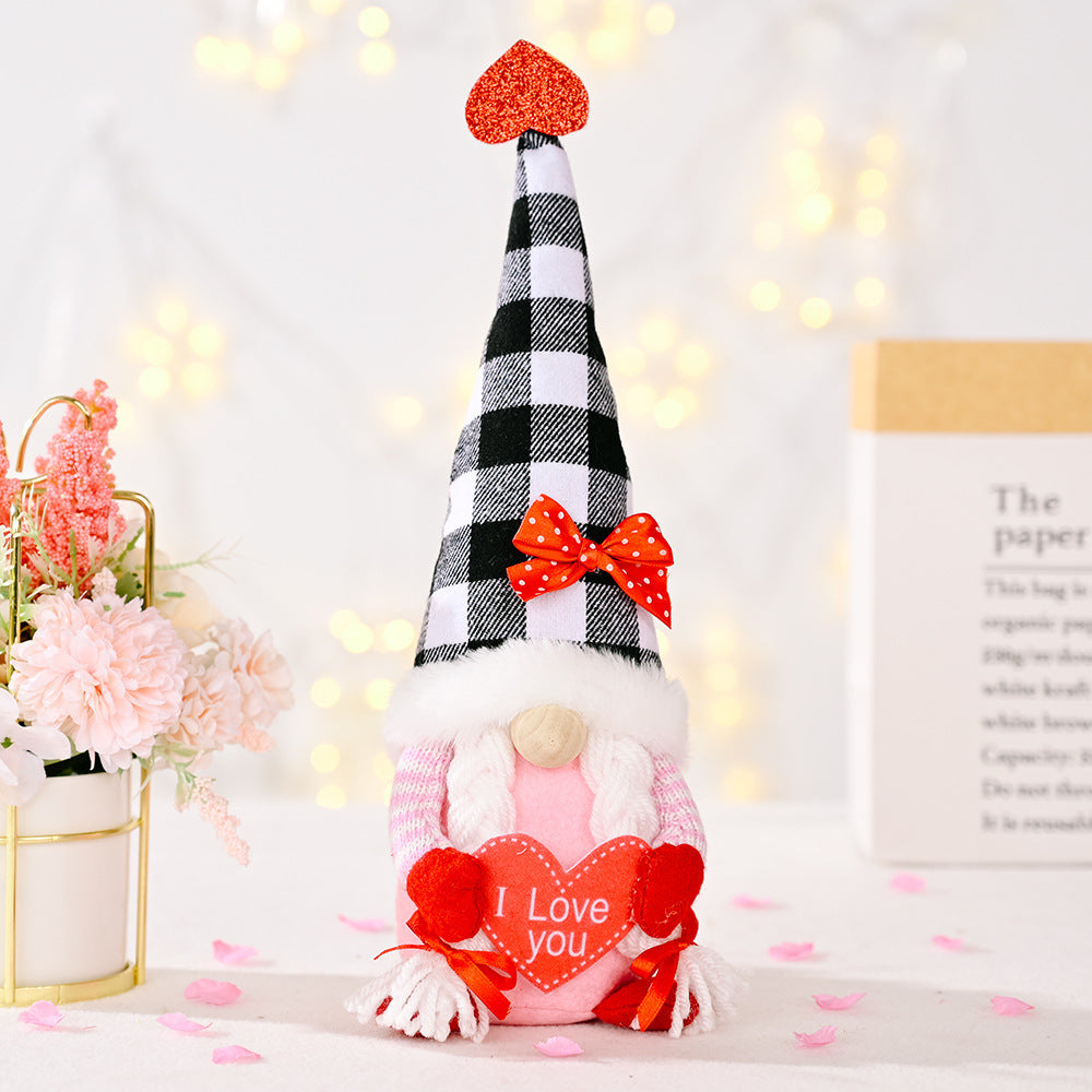 Valentines Day Faceless Gnome Plush Doll Love Heart Elf Doll Home Desktop Ornaments