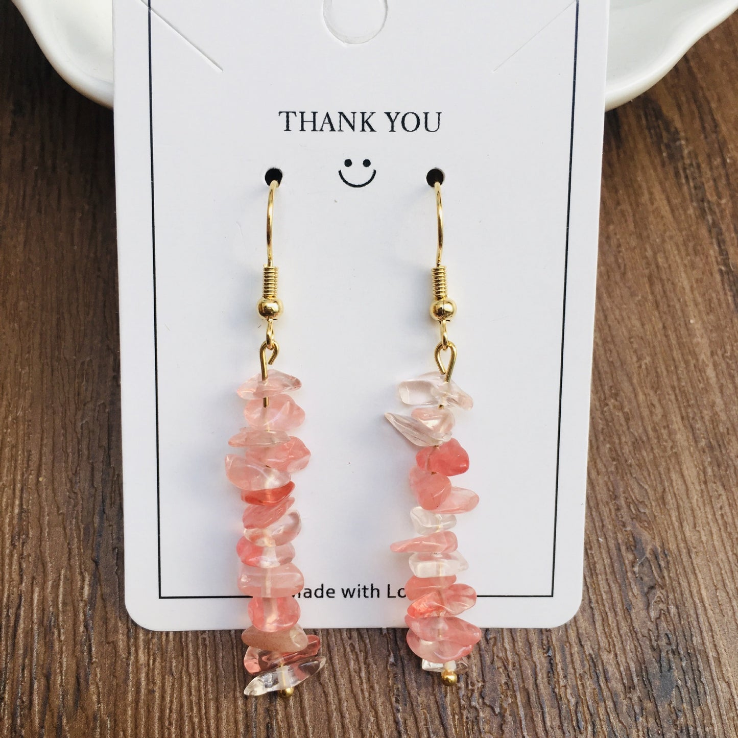 Handmade DIY Natural Crystal Stone Beaded Earrings