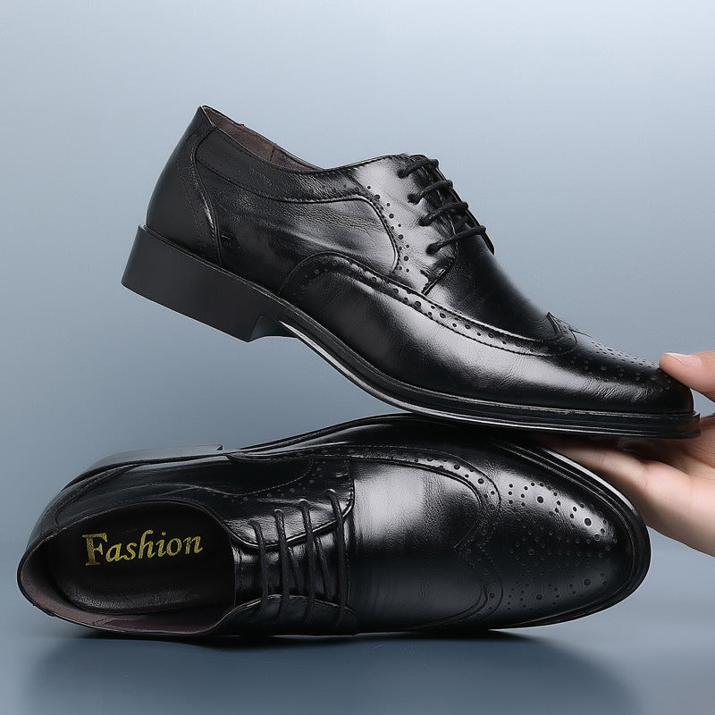 Block Carved Casual Leather Shoes
