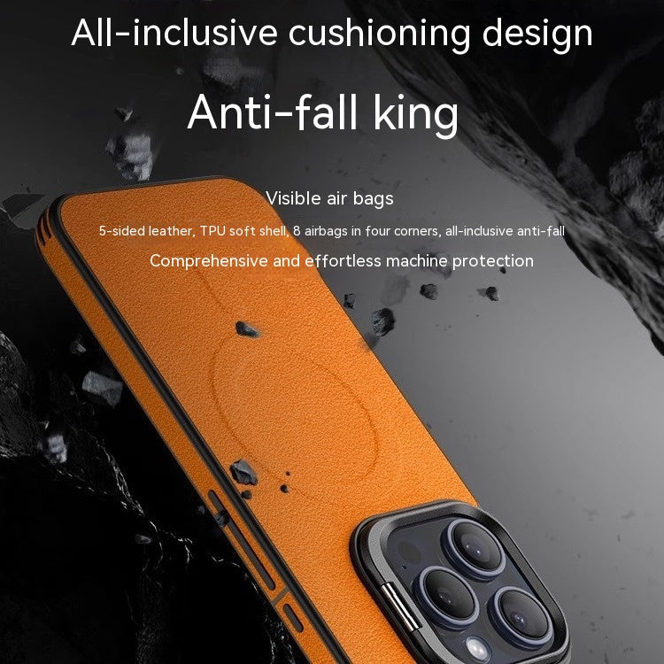 Leather Invisible Bracket Phone Case
