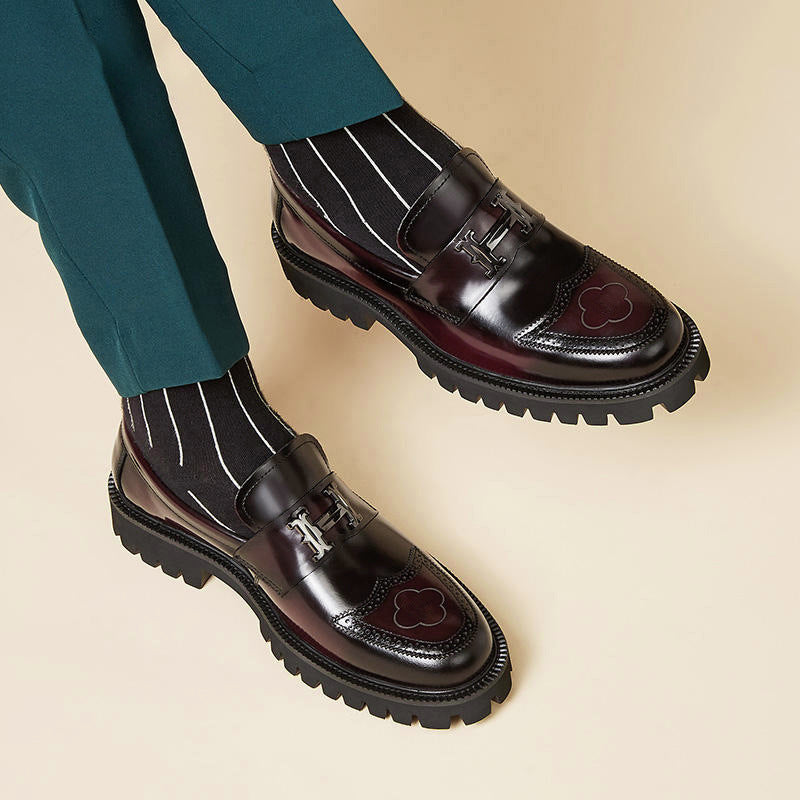 Slit Beads Matte Craft Leather Shoes