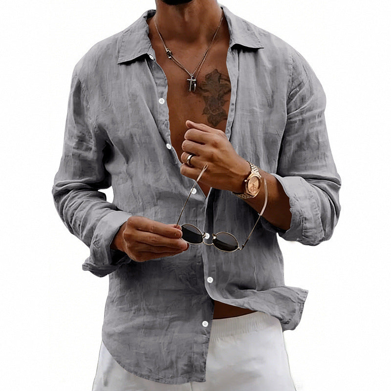 Loose Fit Cardigan With A Lapel Collar Shirt