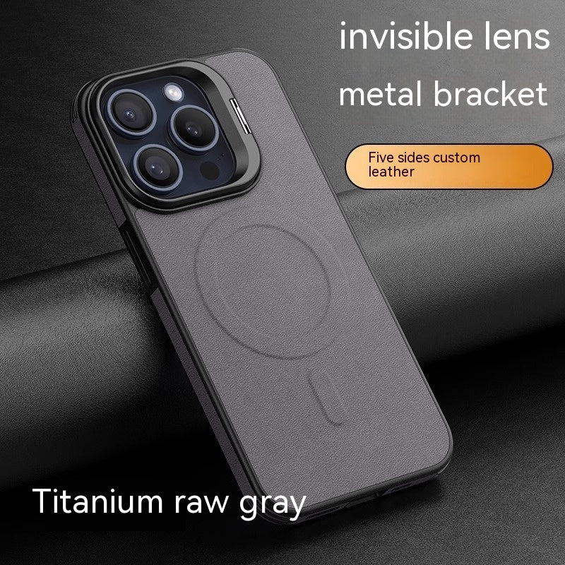 Leather Invisible Bracket Phone Case