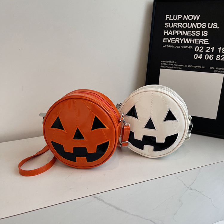 Halloween Pumpkin Small Round Bag Girls Funny Cute Shoulder Bag Personality Creative Messenger Crossbody Bags For Women