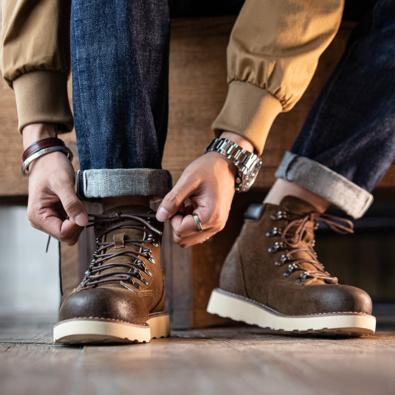 Retro Mountaineering High-Top Calf Leather Boots