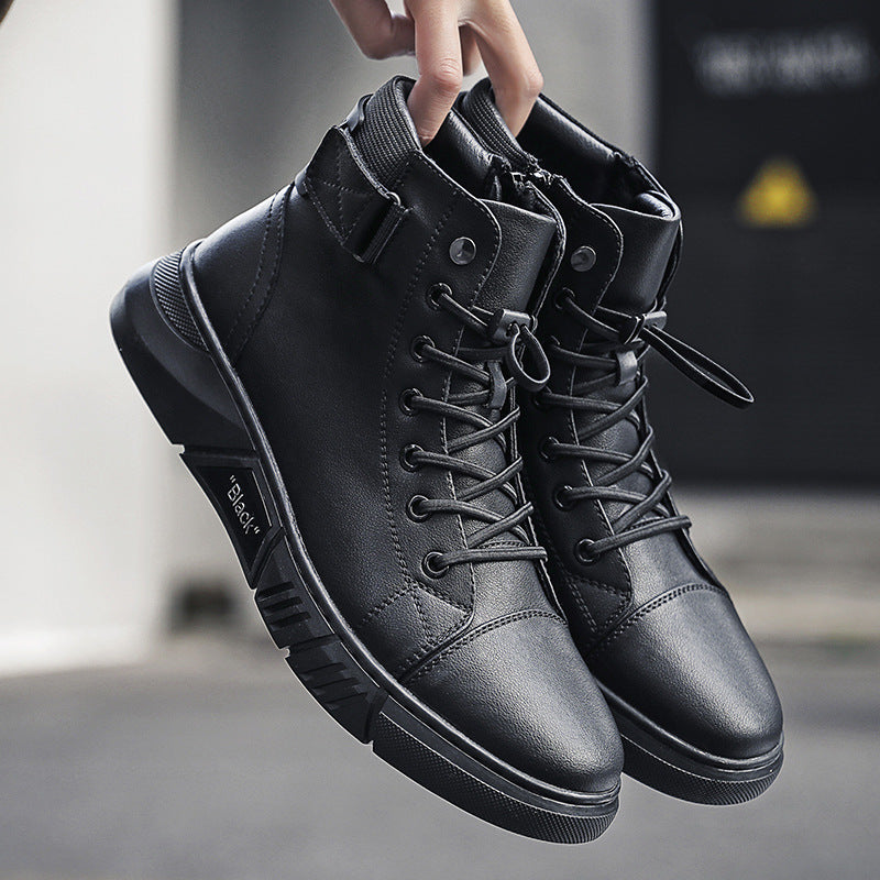 High-Top Martin Leather Shoes Plus Cashmere