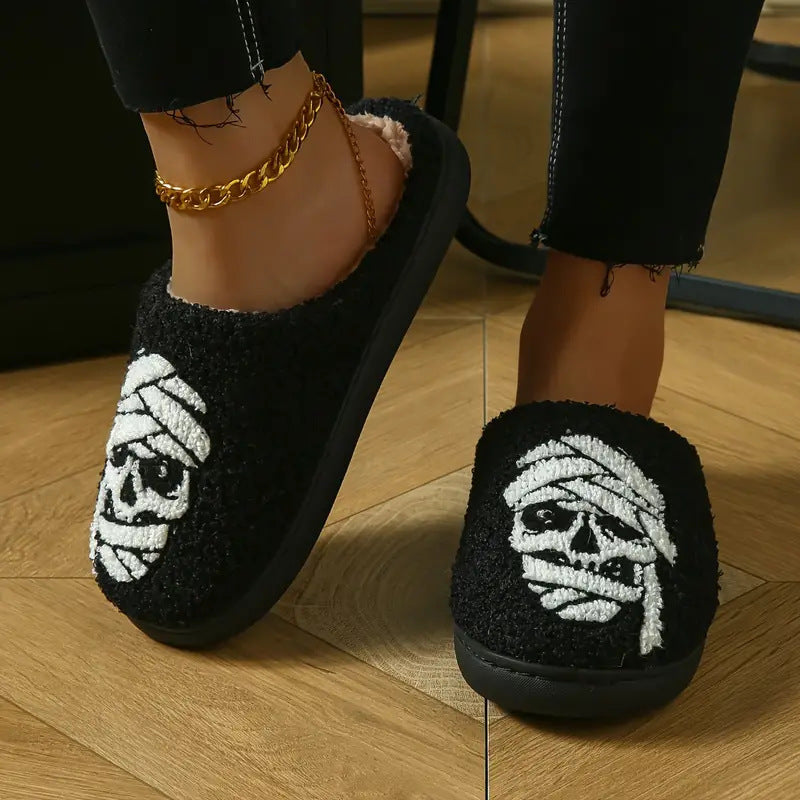 Mummy Towel Embroidery Slippers Cartoon Non-slip Velvet Cotton Slippers