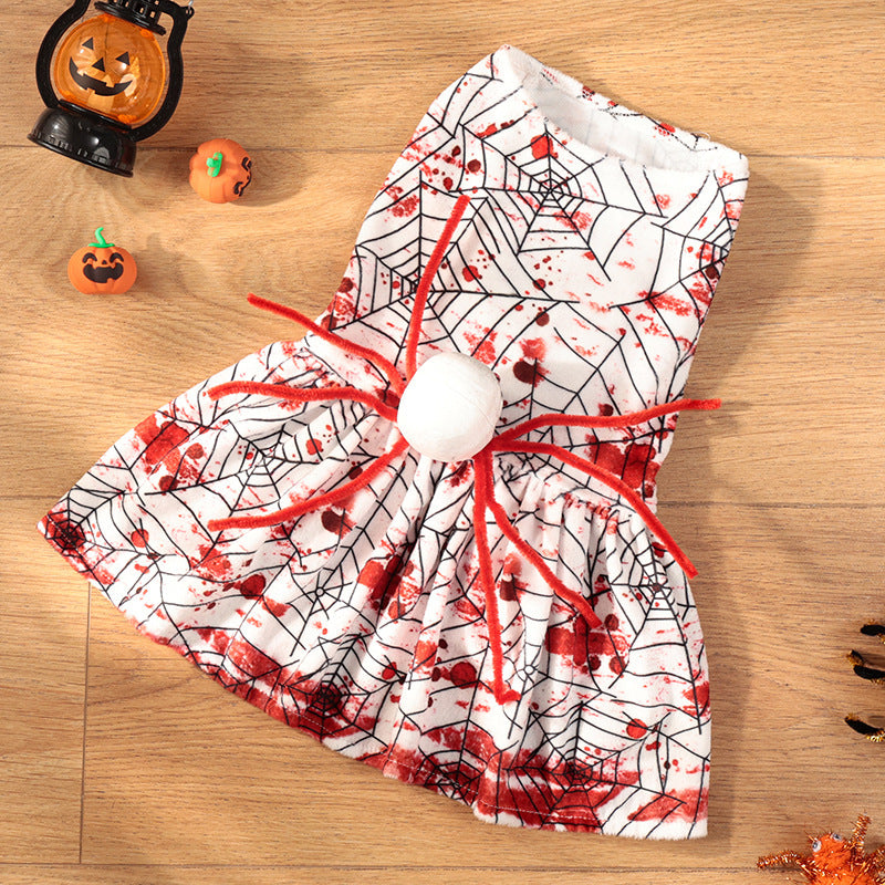 Halloween Personalized Bloodshot Spider Dog Skirt Clothes