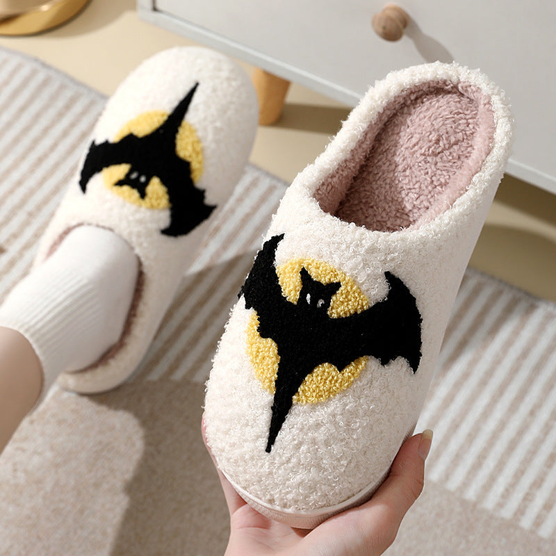 Halloween Bat Cartoon Thermal Winter Cotton Slippers