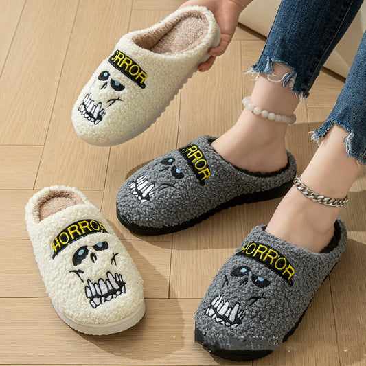 Halloween Cartoon Non-slip Skull Embroidered Slippers