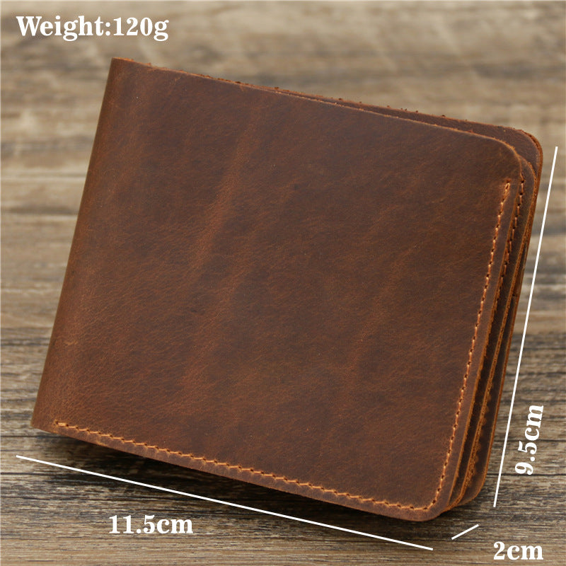 Men's CowHide Leather Retro Tri-Fold Wallet