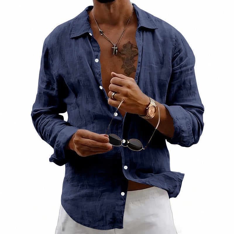 Loose Fit Cardigan With A Lapel Collar Shirt