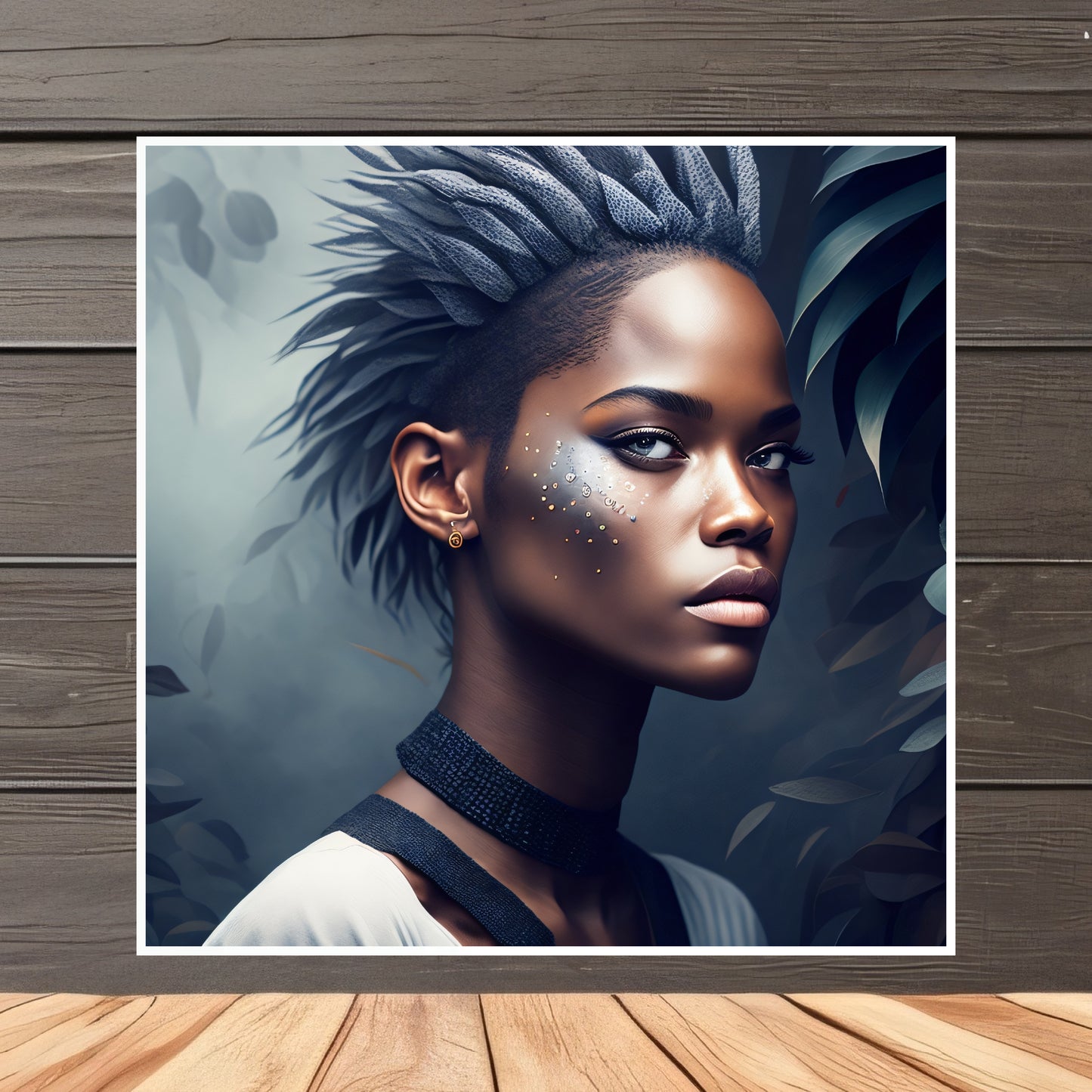 CyberPunk Black Girl Portrait Art Design sur papier mat premium Utilisation personnelle ou professionnelle Décoration spéciale Grande résolution 3