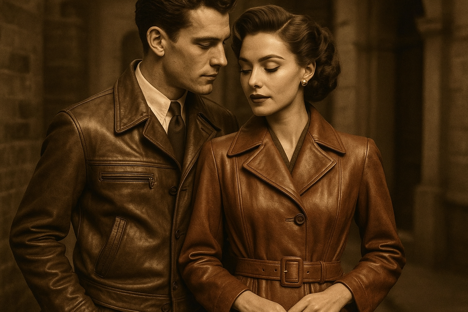 vintage leather couple