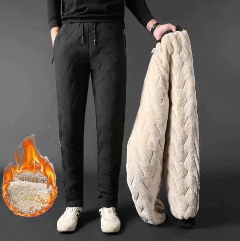 Pantalon de survêtement en laine d'agneau pour hommes d'hiver