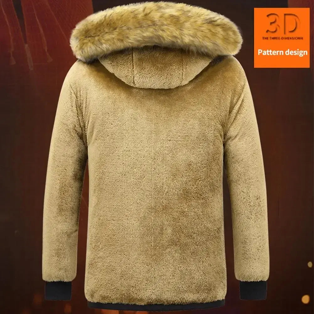 Manteau d'hiver épais en peluche pour hommes, couleur unie, à capuche, en coton rembourré, doublure en laine d'extérieur, veste à capuche, Parkas de neige 